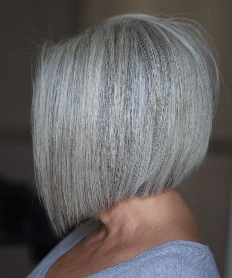 Asymmetrical Bob with Gray Undertones