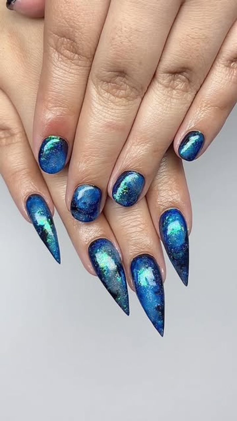 Galactic Glitter Nails