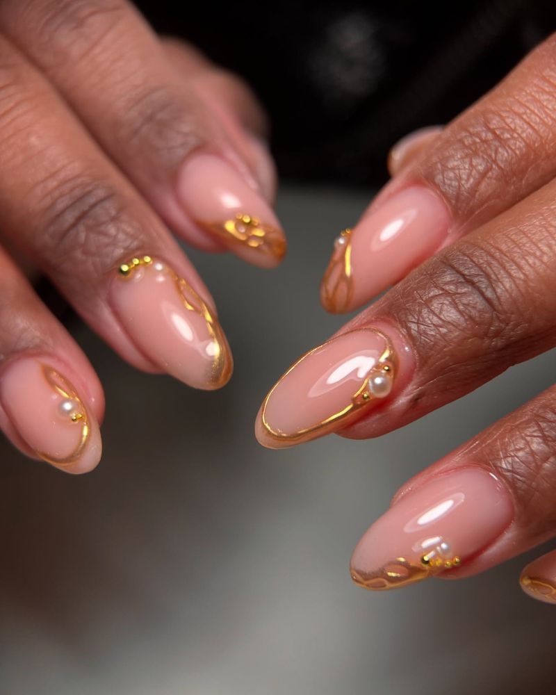 Gold Mirror Classy Nails