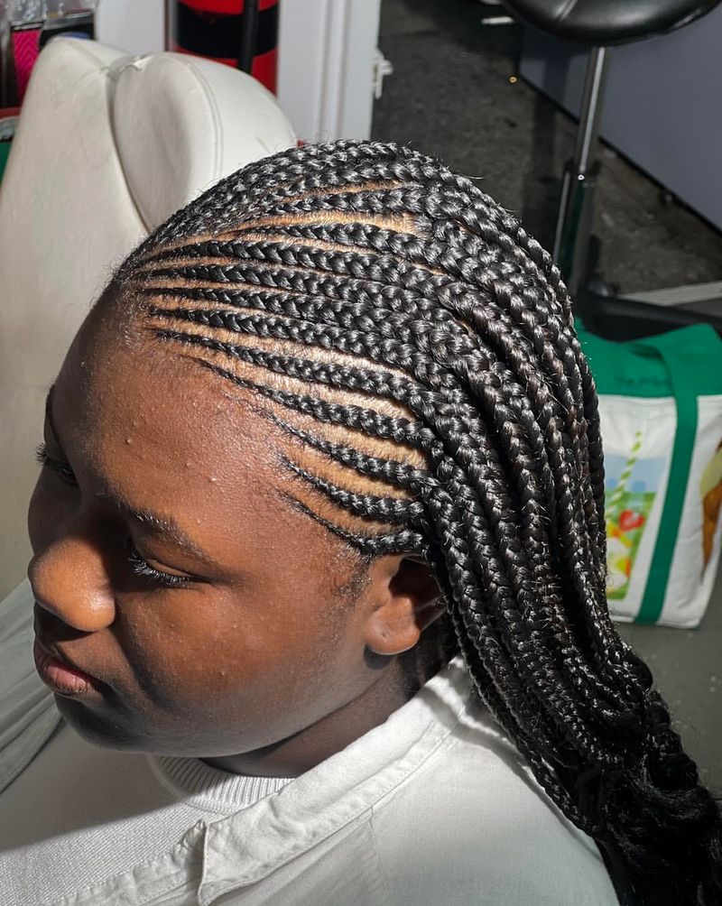 Half Cornrows Half Box Braids