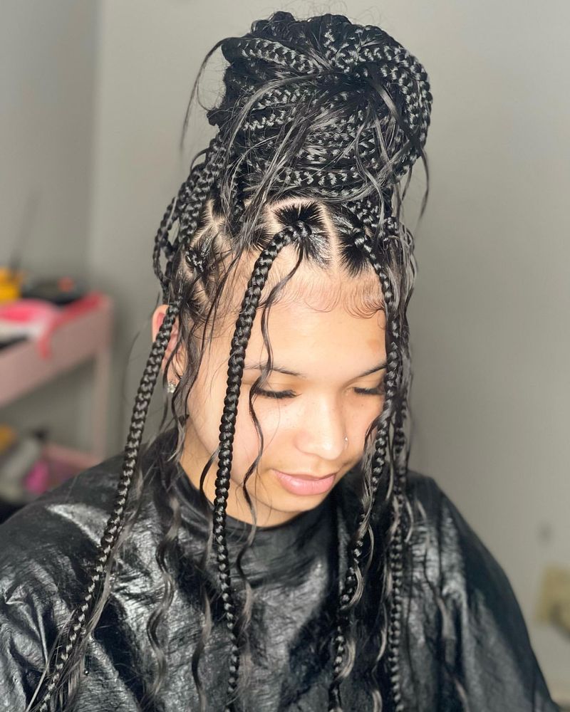 Medium/Large Box Braids Bun Hairstyle