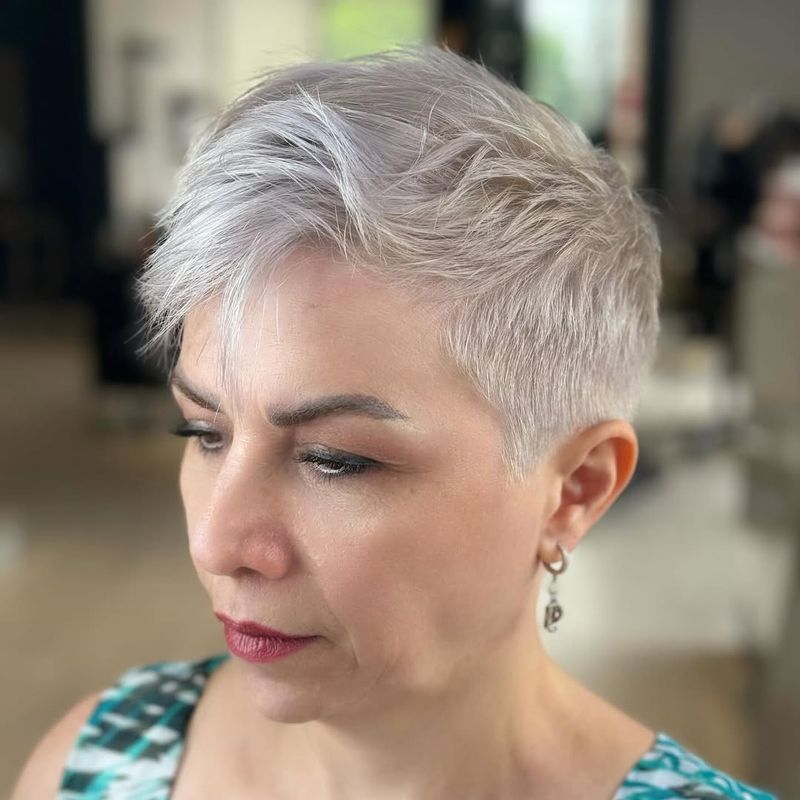 Pixie Cut with Silver Highlights