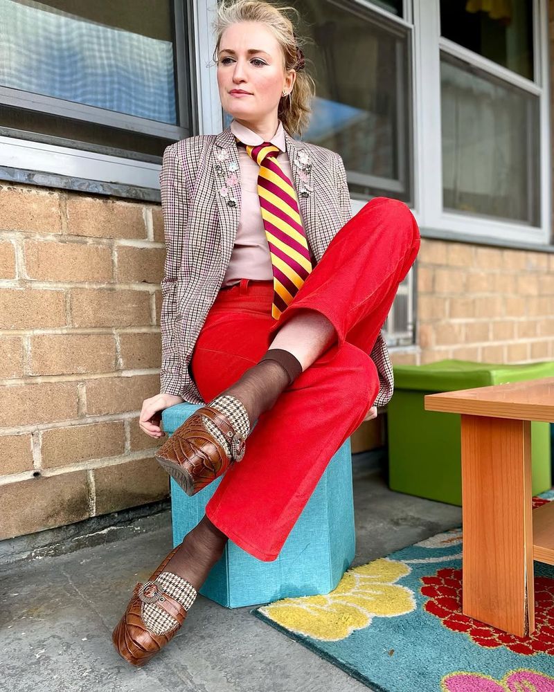 Striped Tie with High-Waisted Jeans