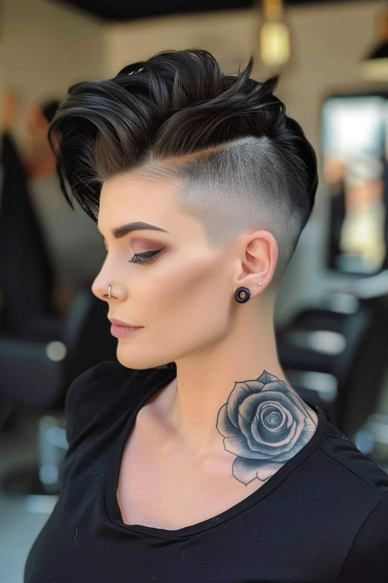 Voluminous Pixie With A Side Undercut