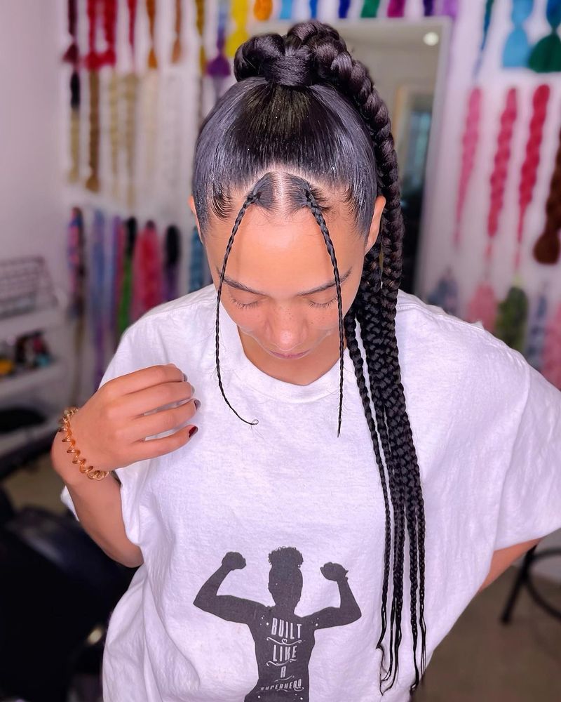 High Sleek Braided Ponytail