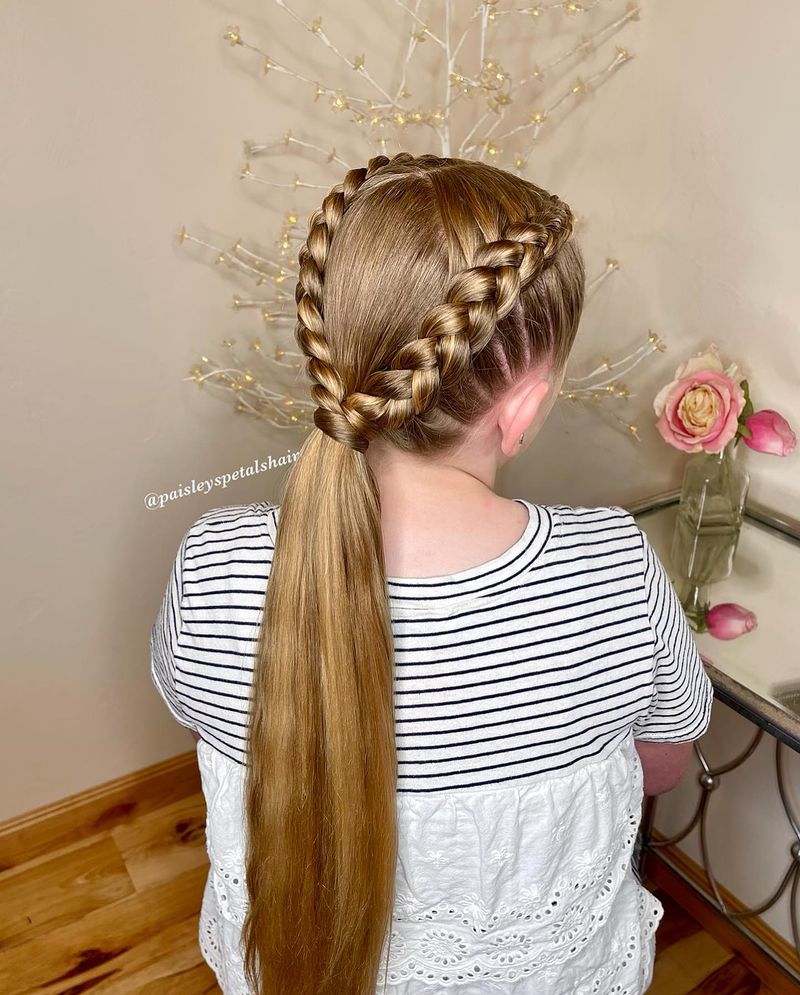 Center-Part Braid into Ponytail