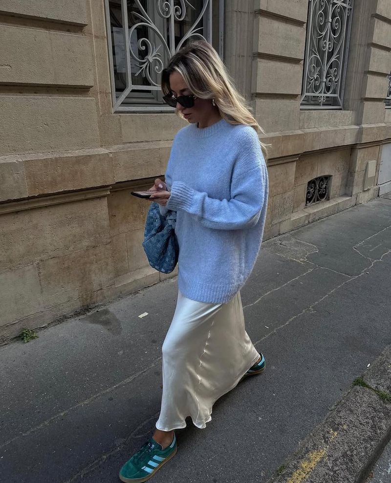 High-Top Sneakers With A Slip Dress