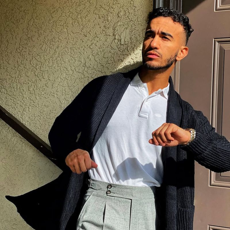 Cardigan & Oxford Shirt