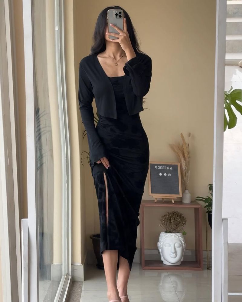 Layered Long Cardigan
