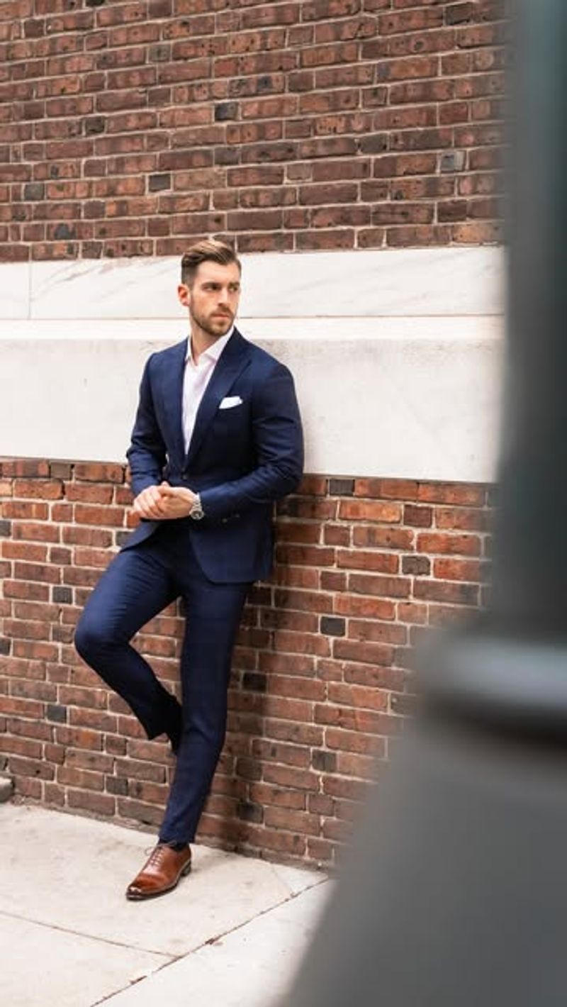 Navy Suit & Brown Shoes