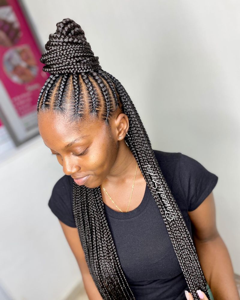 Half-Up Half-Down Cornrows