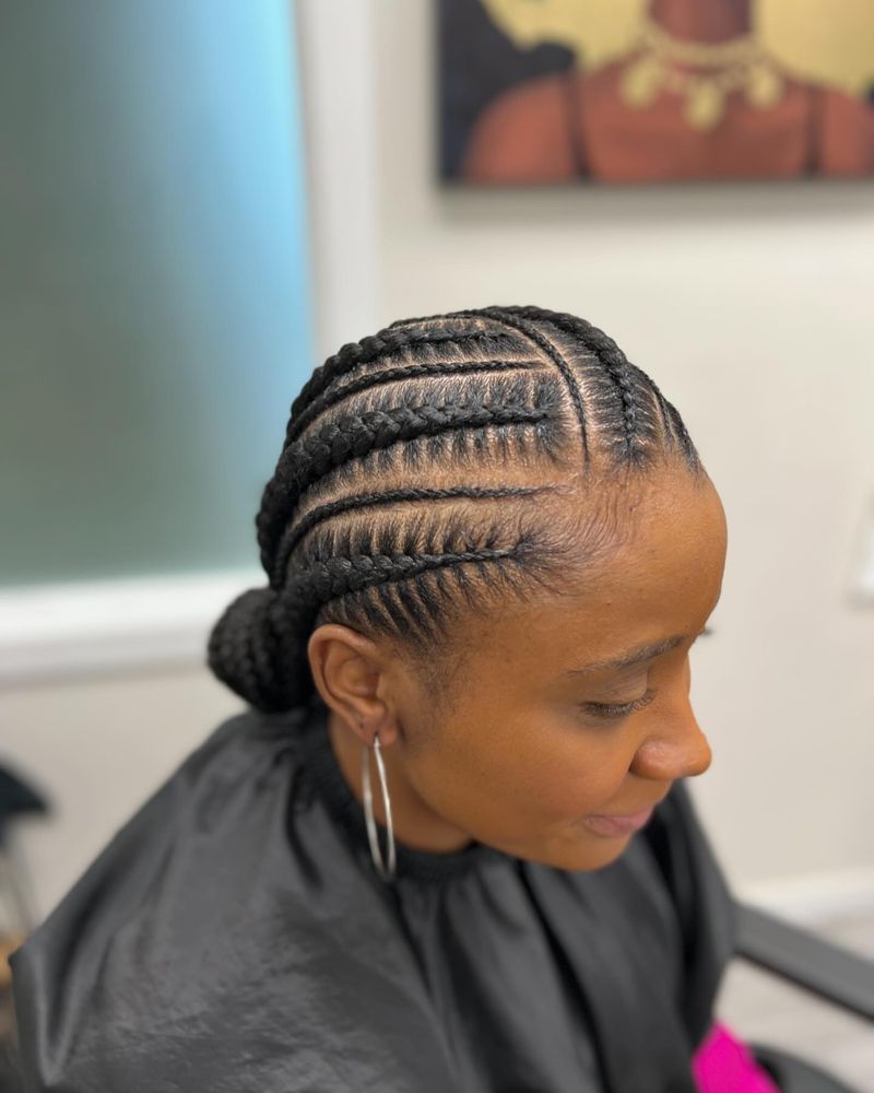 Small Cornrows into Big Braids