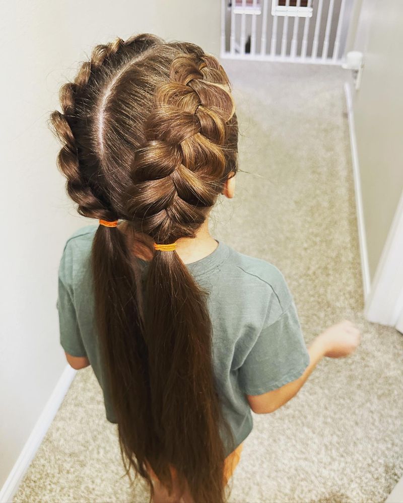 Dutch Braid into Ponytail