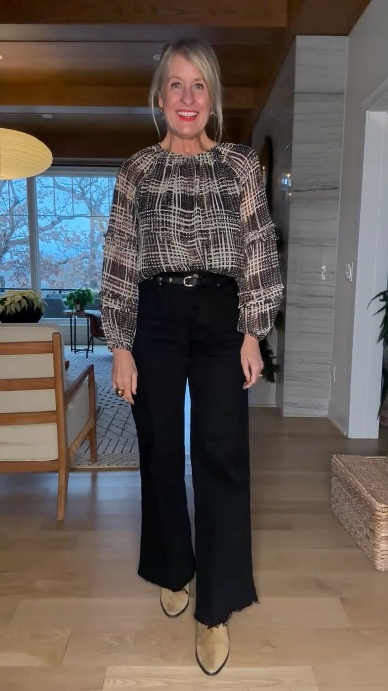 Classic Jeans + Flowy Blouse + Statement Necklace