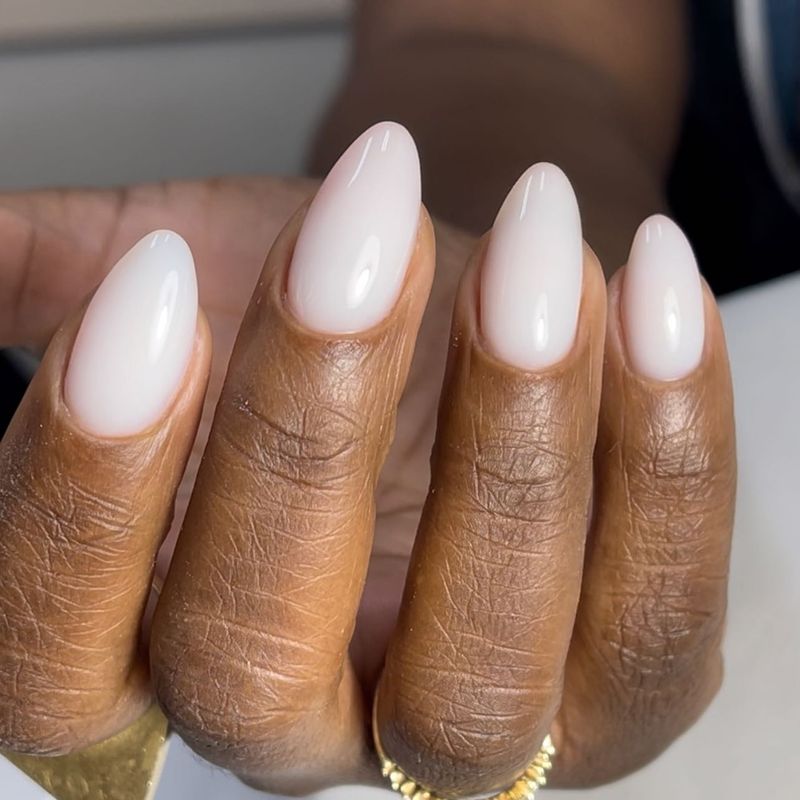Milky White Russian Manicure