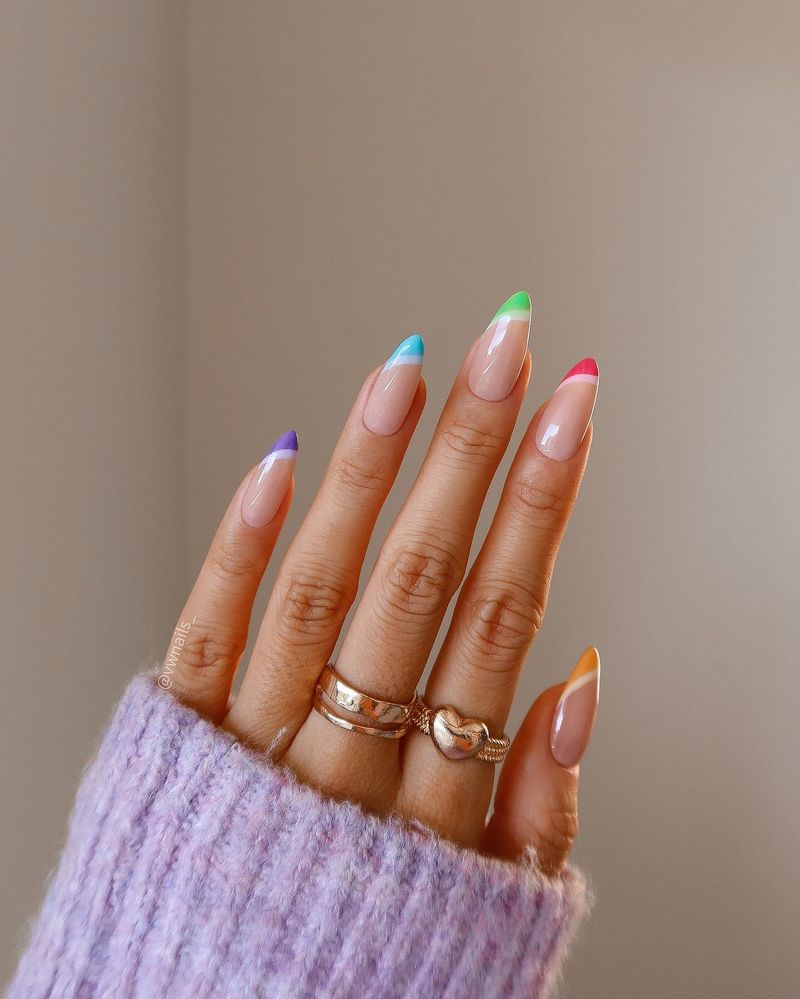 Pastel Rainbow French Tips