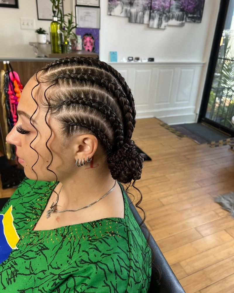 Updo Cornrows into Bun