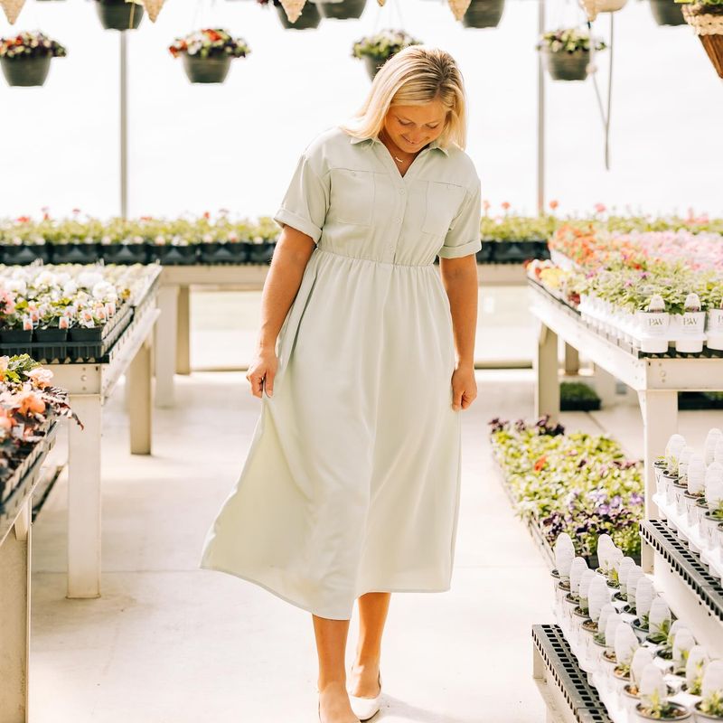 Short-Sleeve Split Maxi Shirt Dress