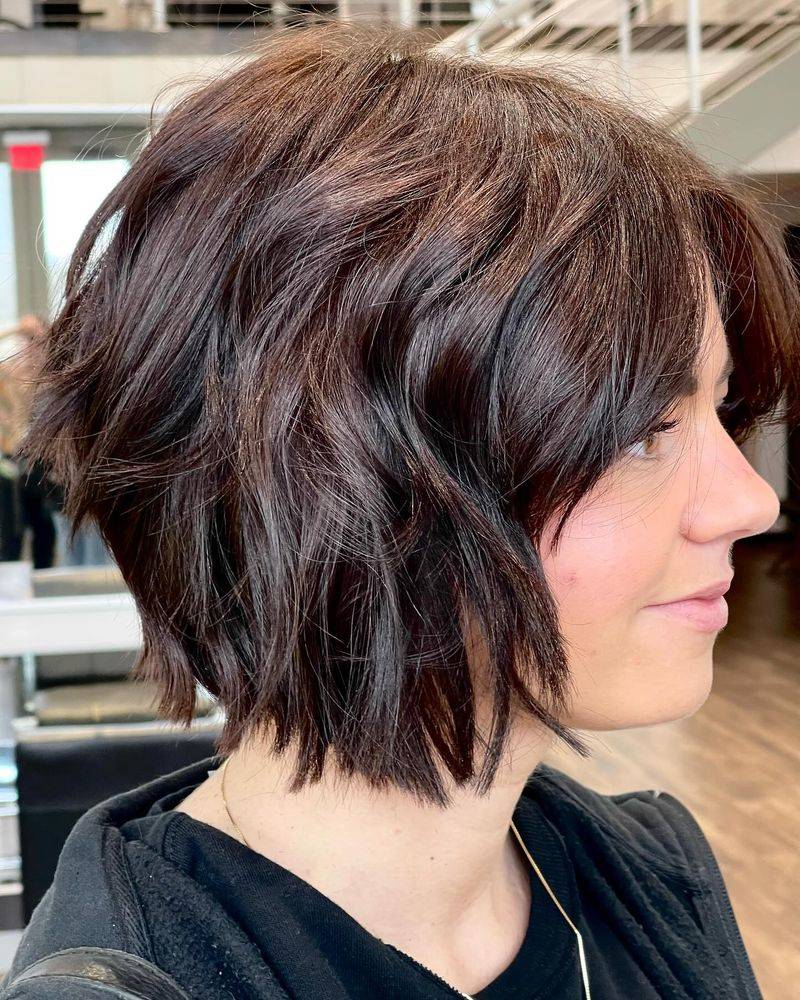 Short Textured Stacked Bob