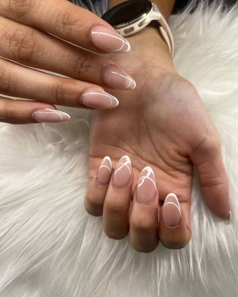 Taupe Nails with Thin White Tips