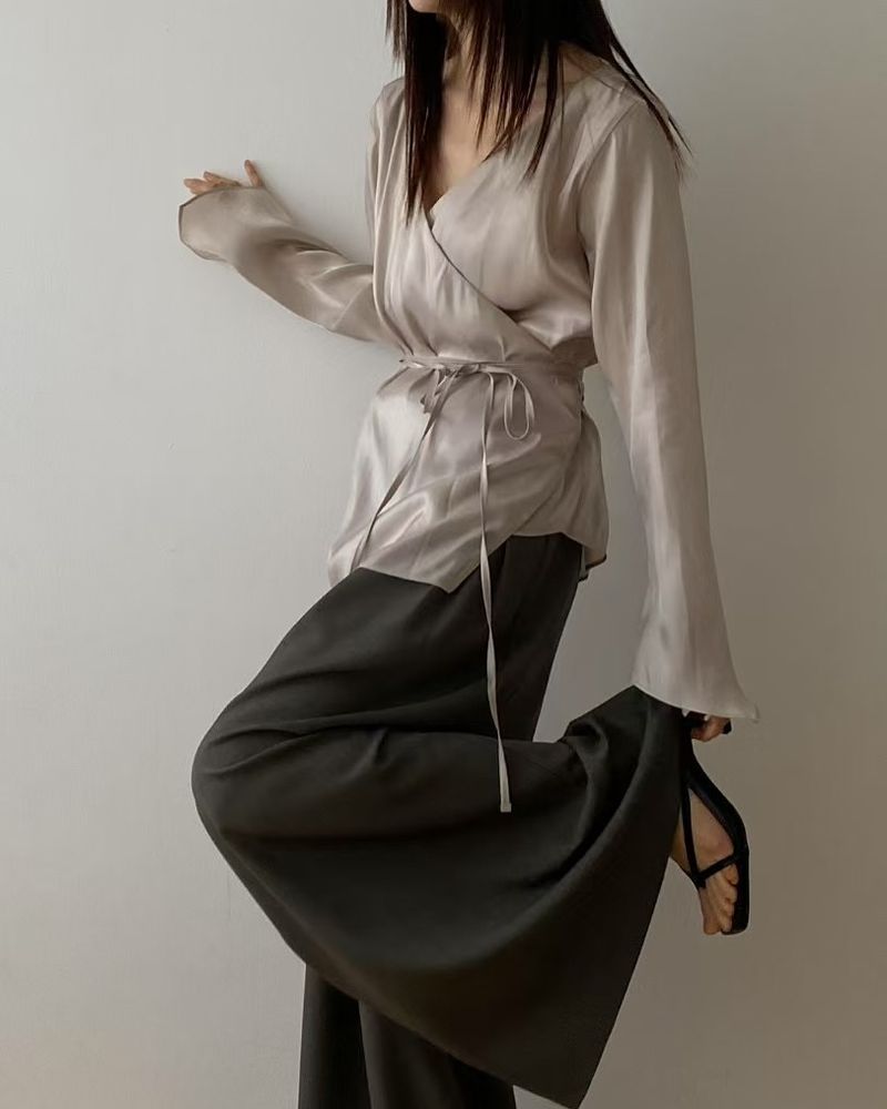 Satin Wrap Blouse