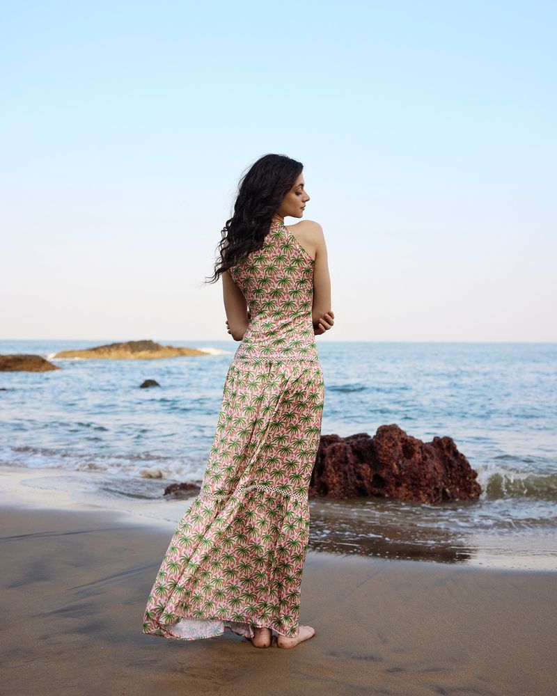 Halter-Neck Flowy Maxi