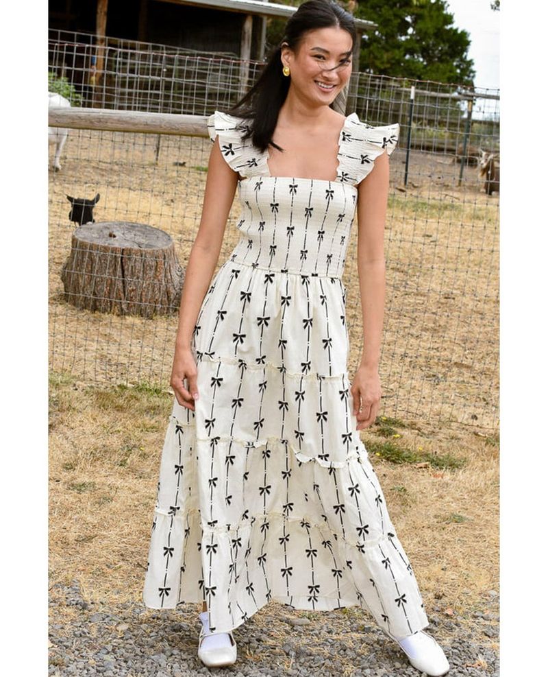 Square-Neck Tiered Maxi