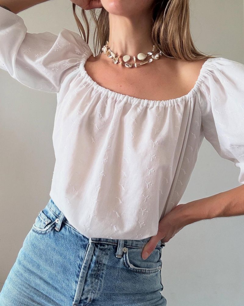 Square-Neck Peasant Blouse