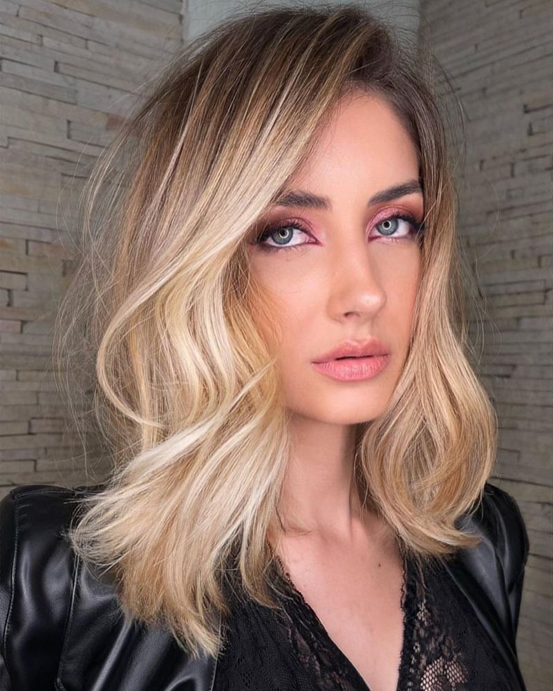 Tousled Lob with Deep Side Part