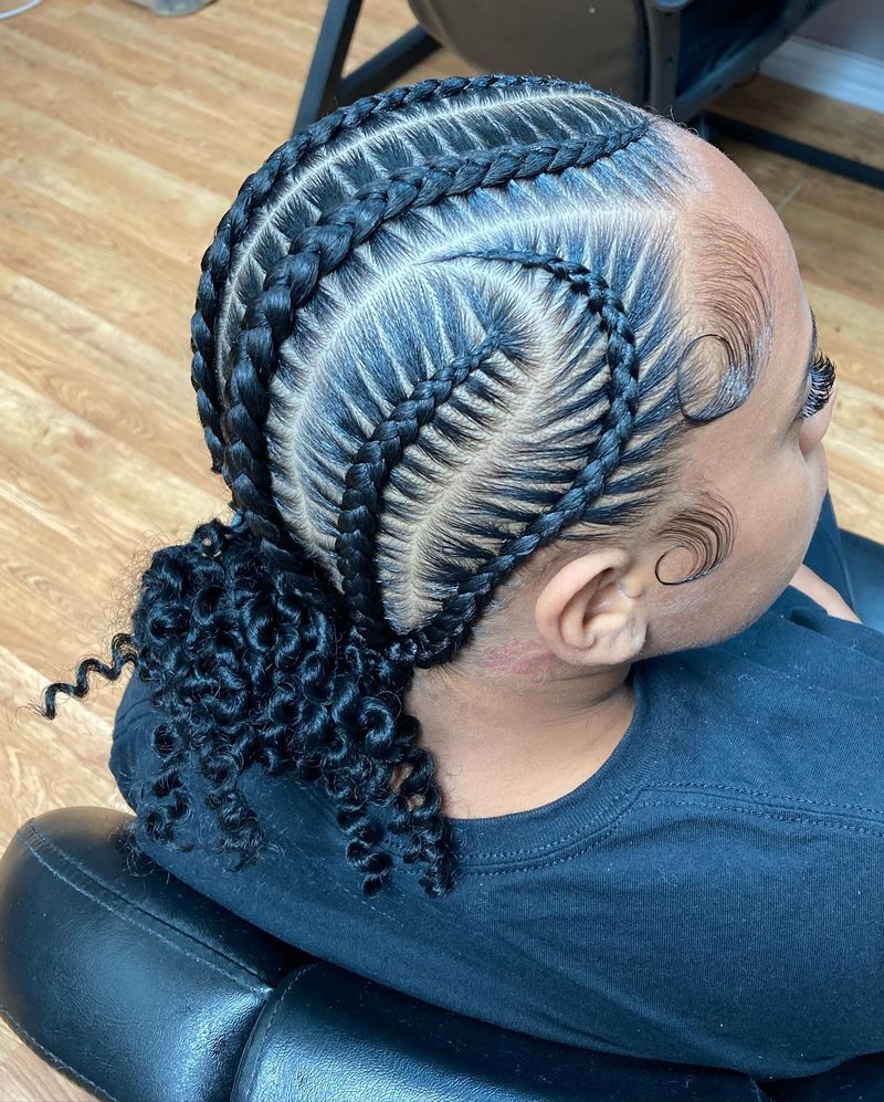 Cornrows into Braided Bun