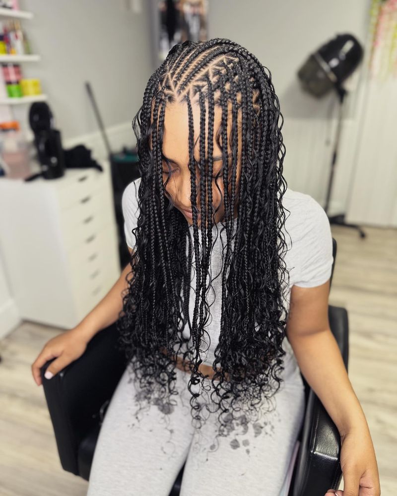 Cornrows with Loose Curls