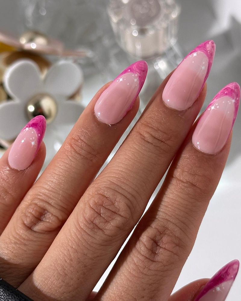 French Tips with Marble Accents