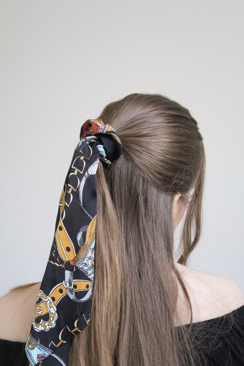 Sky-High Ponytail with Scarf Wrap
