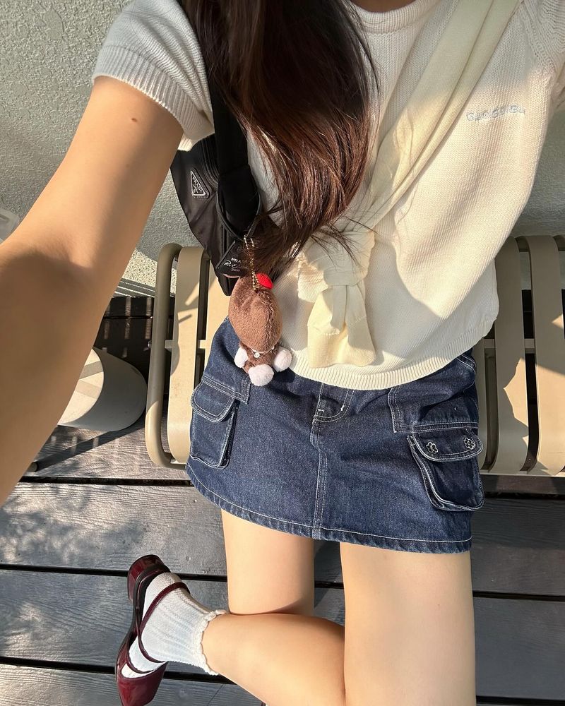 Denim Mini + White Kicks + Graphic Tee