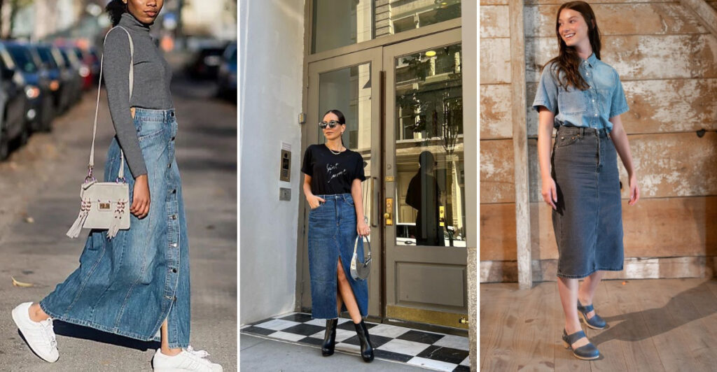 12 Shoes That Actually Work With Long Denim Skirts