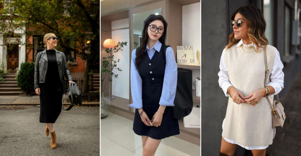 14 Stylish Ways To Layer Sleeveless Dresses For Year-Round Wear