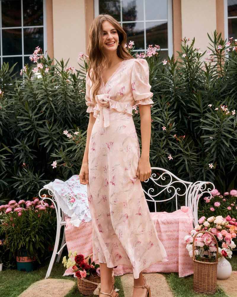 Floral Midi Wrap Dress