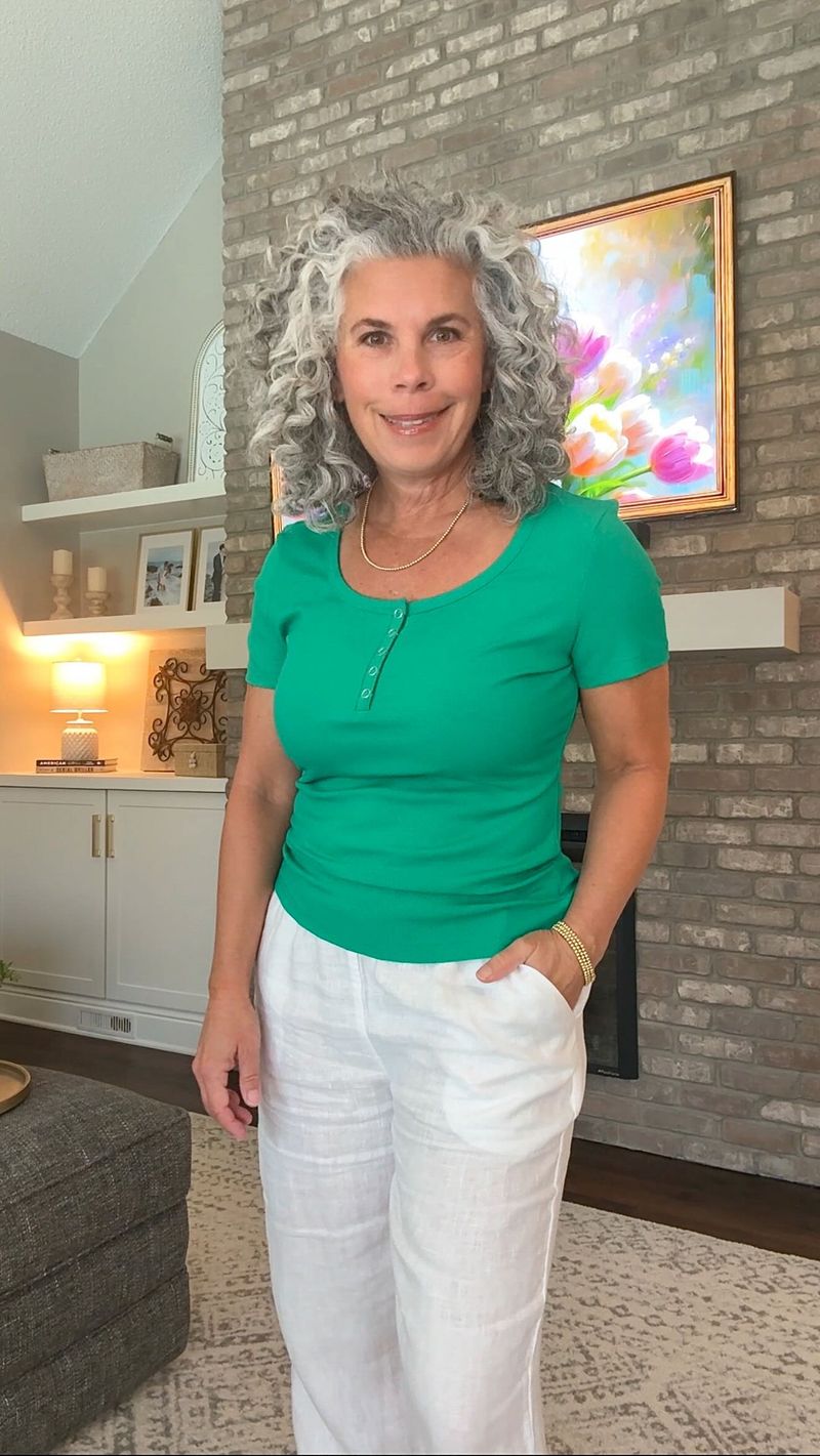 Linen Trousers And Sleeveless Blouse