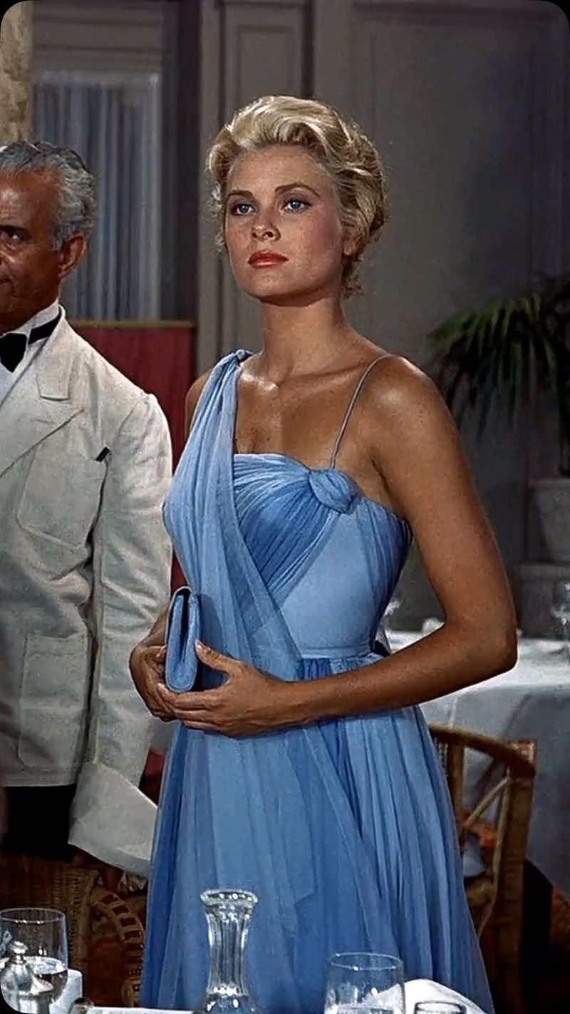 Grace Kelly's Blue Chiffon Gown in To Catch a Thief