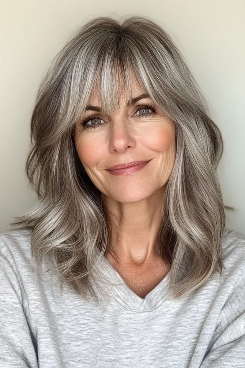 Soft Layered Cut with Blended Grays