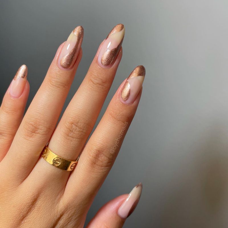 Rose-Gold Glazed French Nails