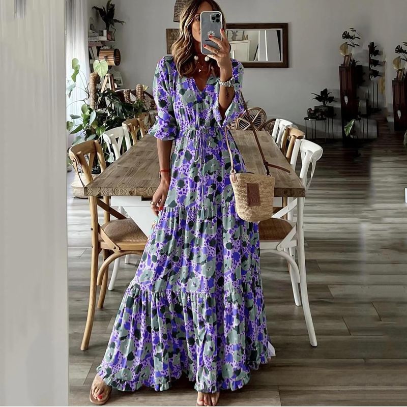 Peasant-Style Lavender Field Dress