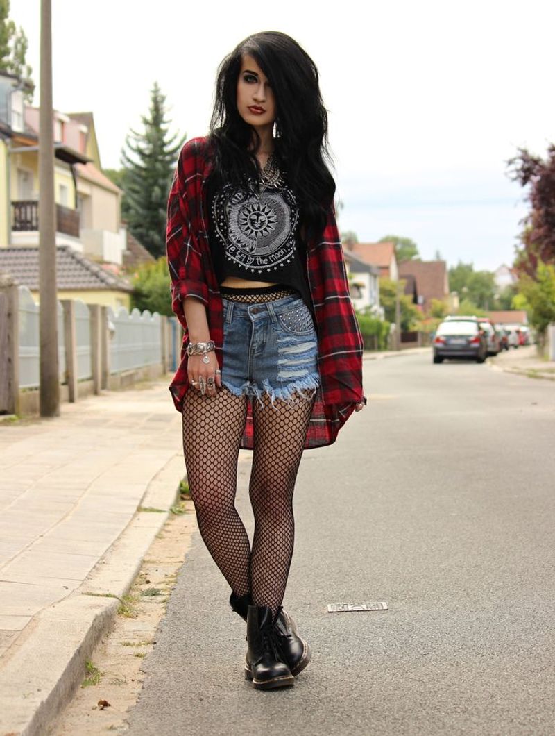 Fishnet Tights + Denim Shorts