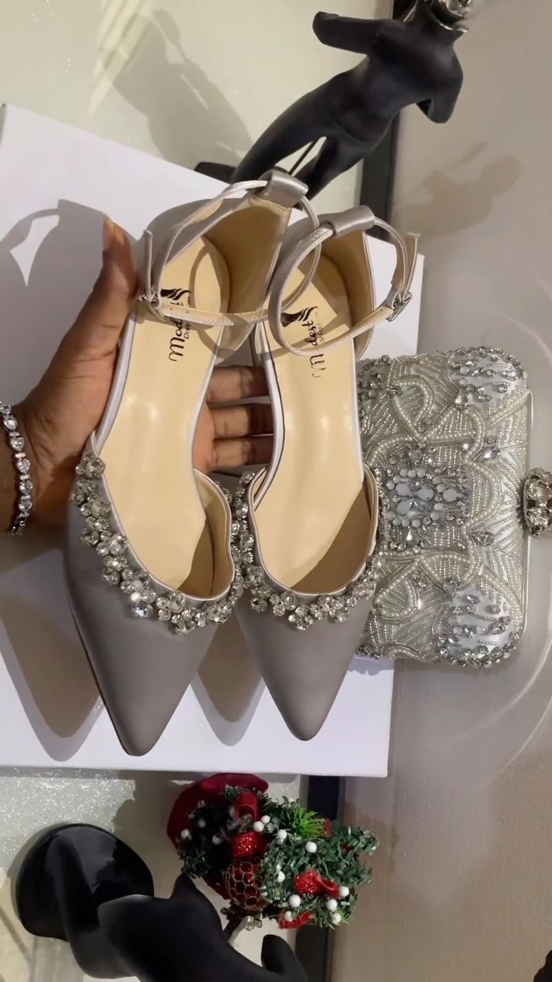 Rhinestone Heels with Soft Satin Pouch