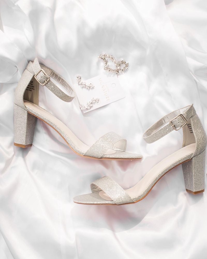 Ankle-Strap Stilettos with Sequin Pouch