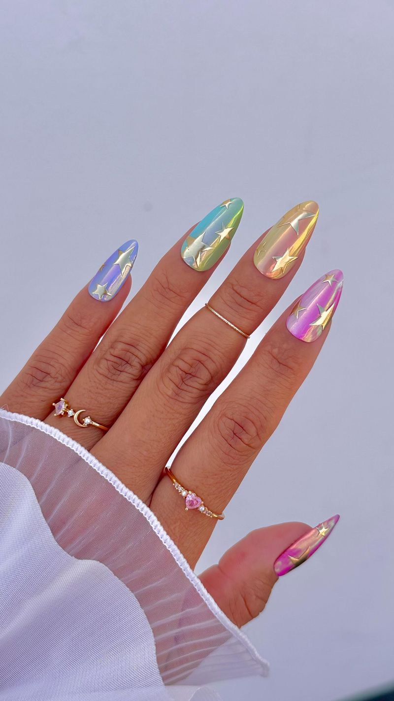 Rainbow Chrome Nails