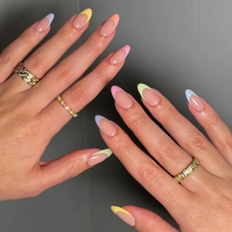 Pastel-Colored French Tips