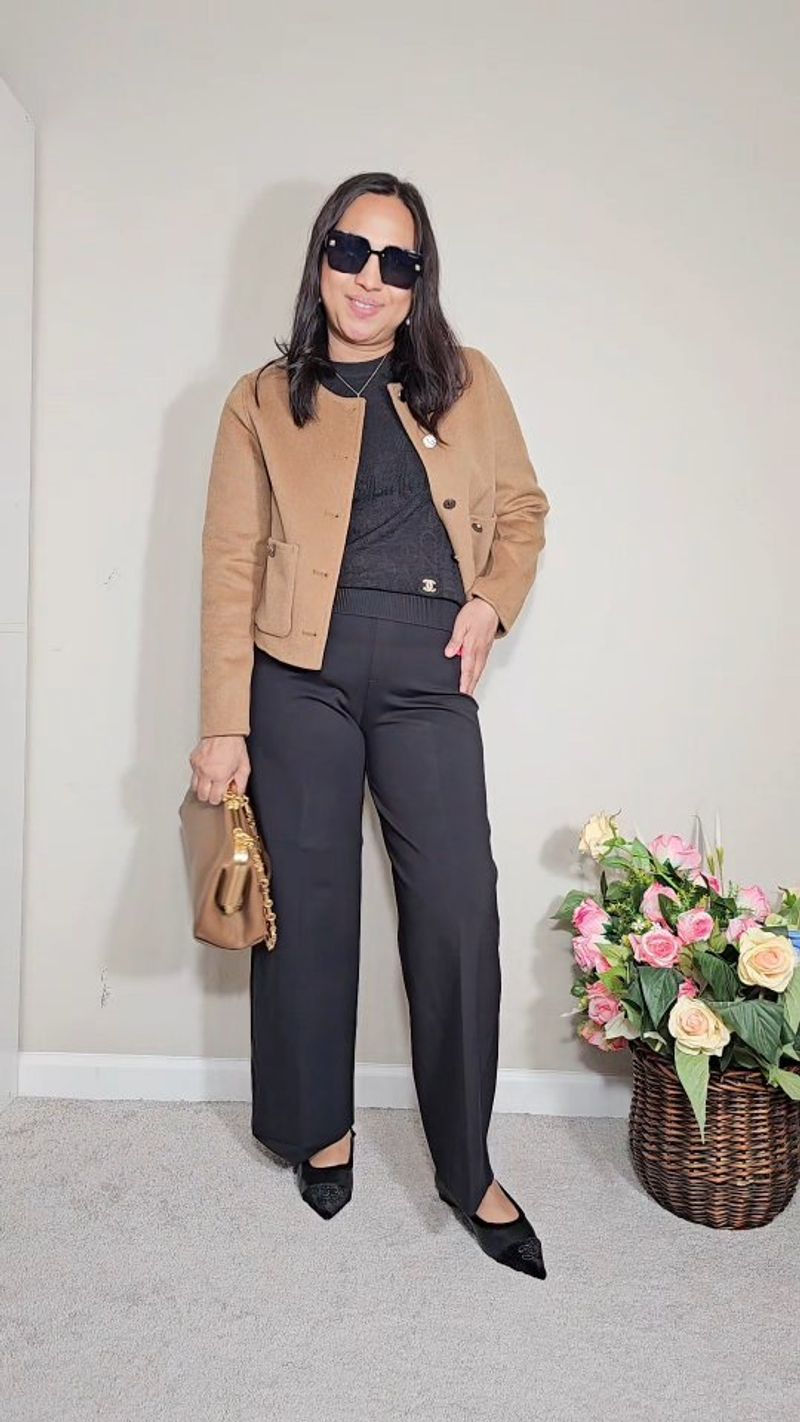 Silk Blouse & Block Heels