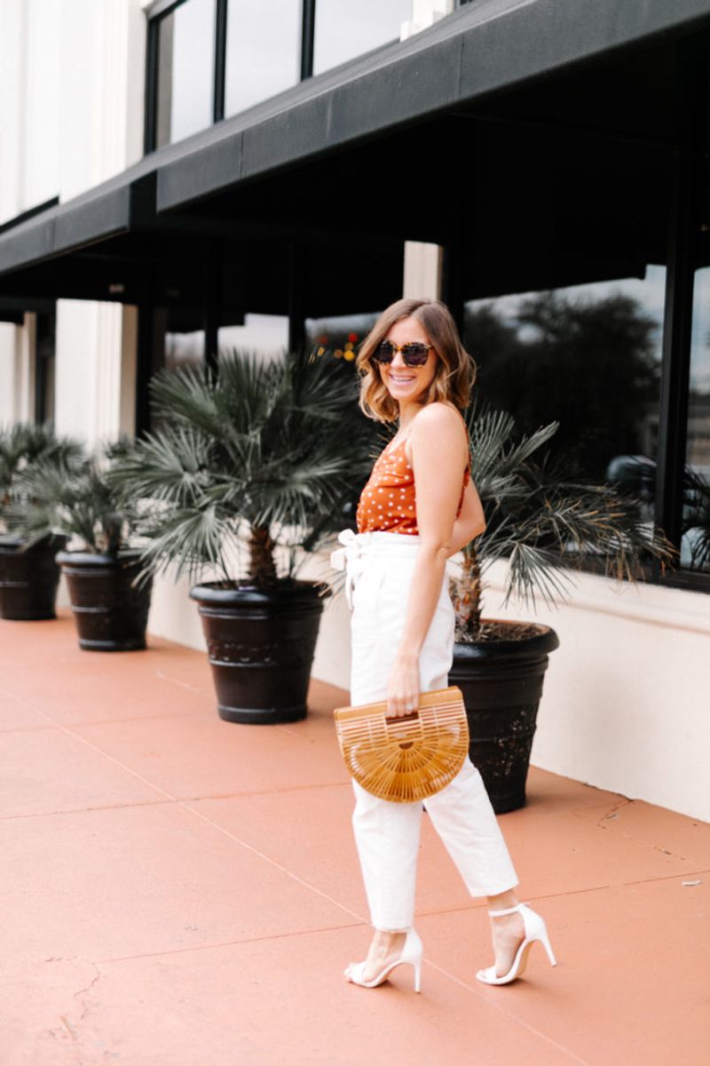 White Paperbag Waist Jeans
