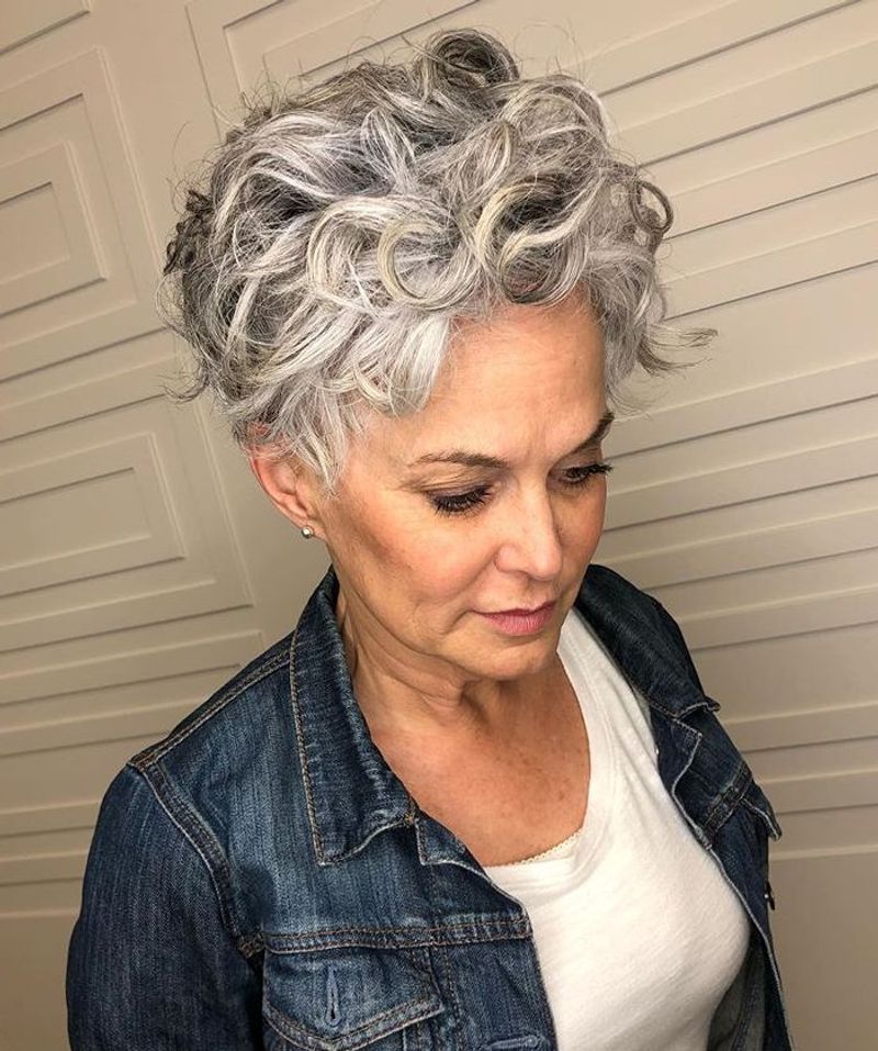 Silver Curly Pixie